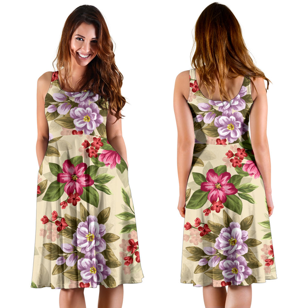 Summer Floral Pattern Print Design SF08 Midi Dress
