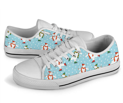 Polar Bear Pattern Print Design PB07 White Bottom Low Top Shoes
