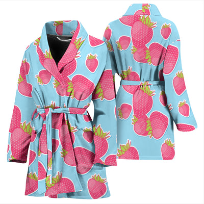 Strawberry Pattern Print Design SB04 Women Bathrobe