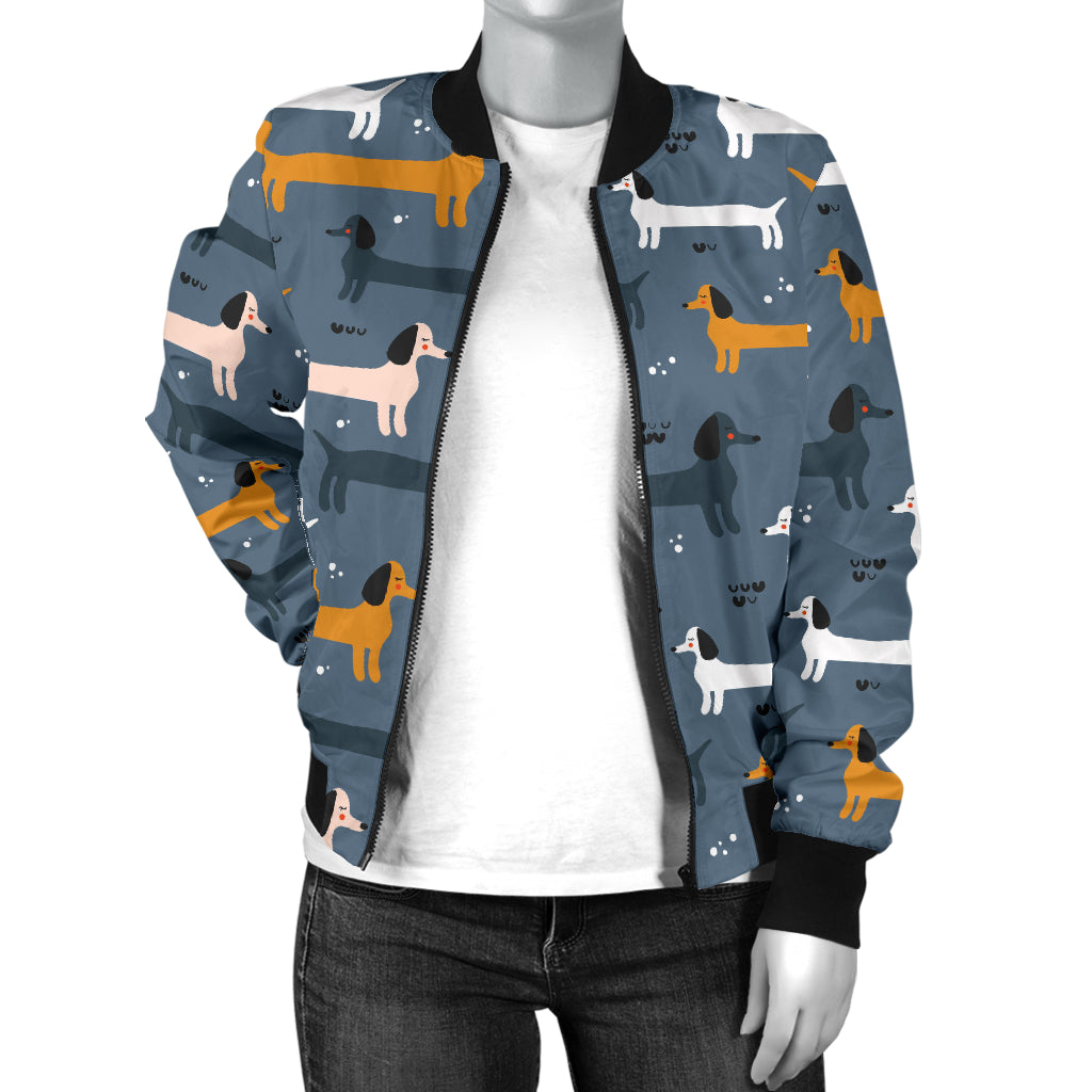 Dachshund Pattern Print Design 012 Women's Bomber Jacket