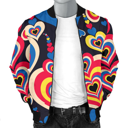 Heart Pattern Print Design HE08 Men Bomber Jacket