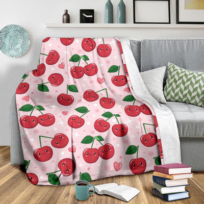 Cherry Pattern Print Design CH02 Fleece Blanket