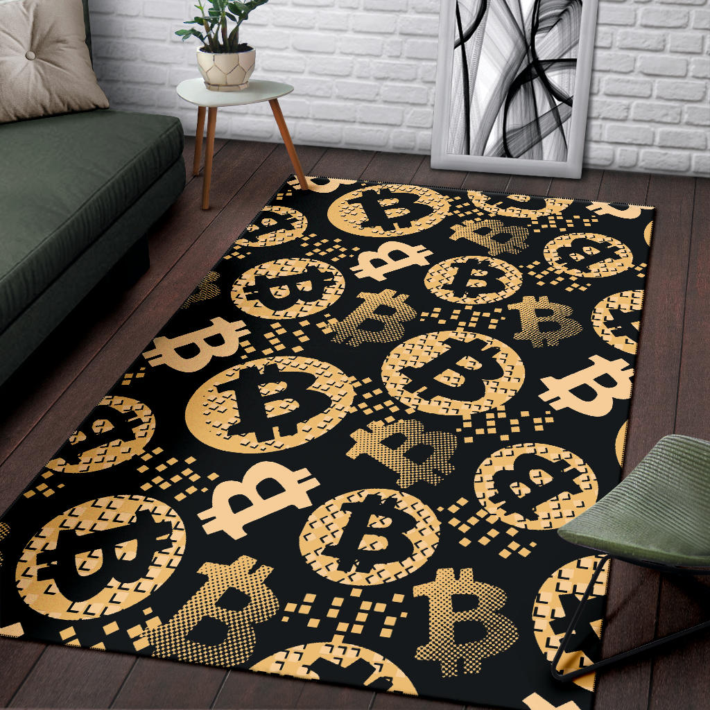 Bitcoin Pattern Print Design DO06 Area Rugs