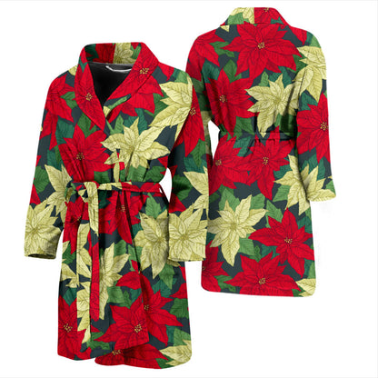 Poinsettia Pattern Print Design POT06 Men Bathrobe