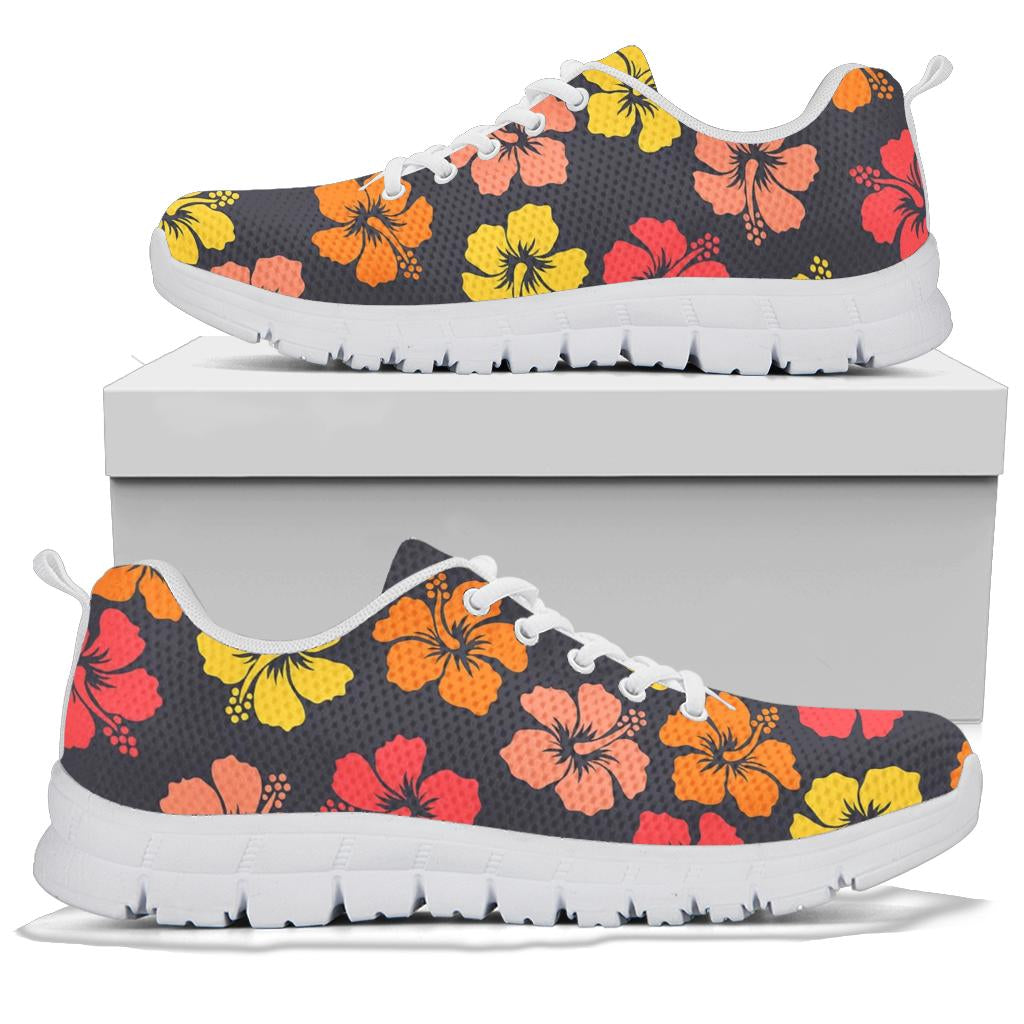 Hibiscus Pattern Print Design HB024 Sneakers White Bottom Shoes