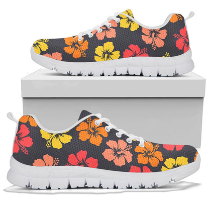 Hibiscus Pattern Print Design HB024 Sneakers White Bottom Shoes