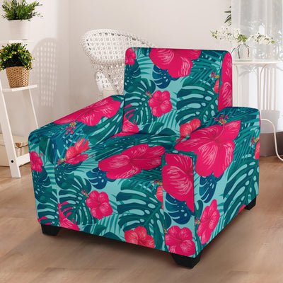 Red Hibiscus Pattern Print Design HB017 Armchair Slipcover