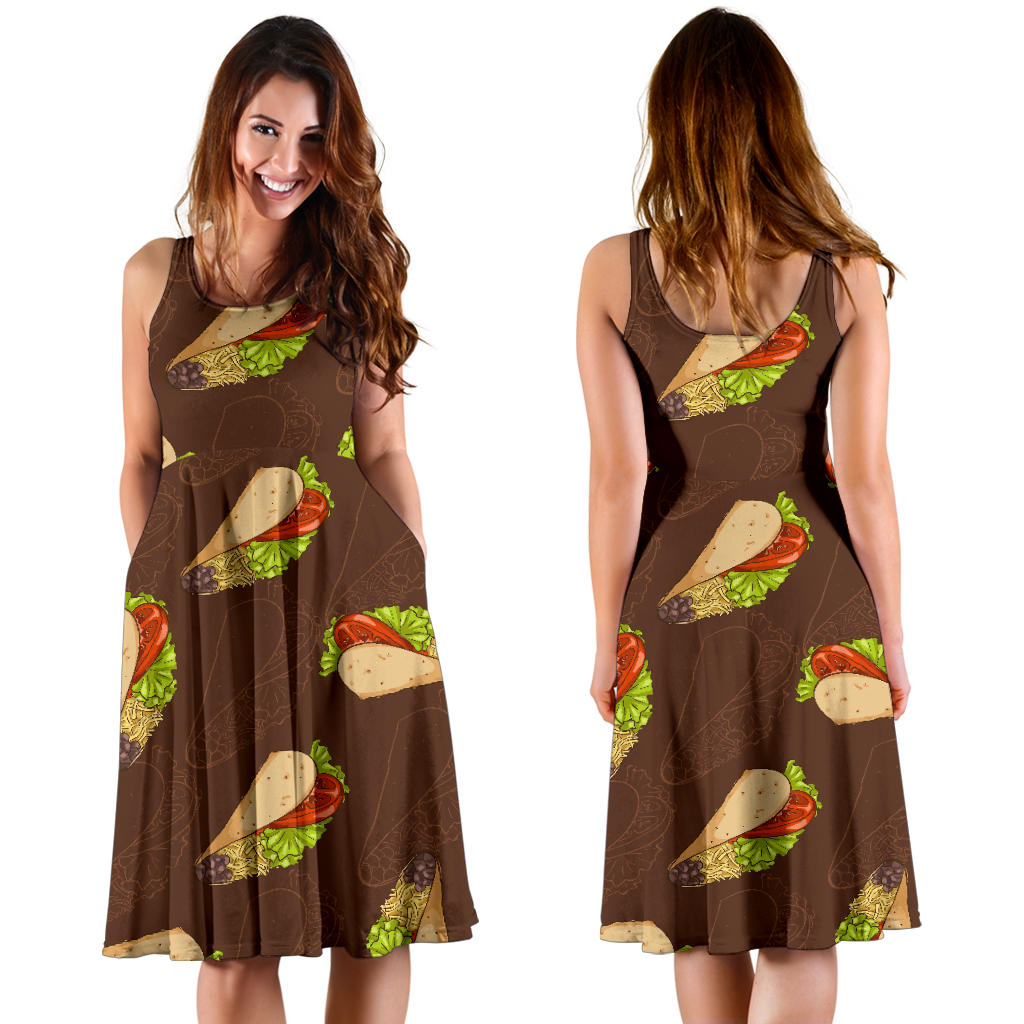 Taco Pattern Print Design TC08 Midi Dress