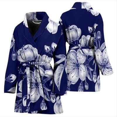 Cherry Blossom Pattern Print Design CB01 Women Bathrobe