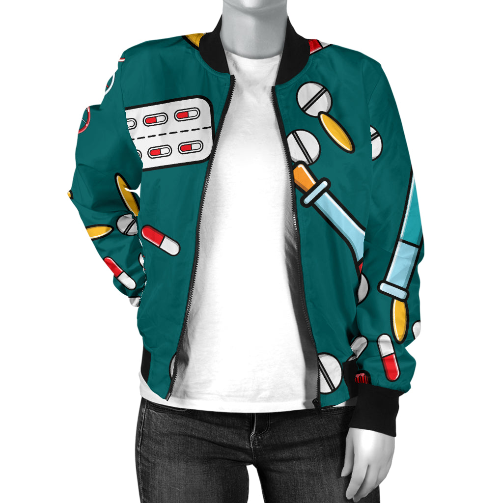 Nurse Pattern Print Design A05 Women's Bomber Jacket