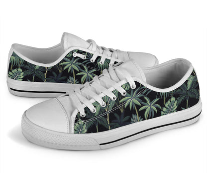 Rainforest Pattern Print Design RF02 White Bottom Low Top Shoes