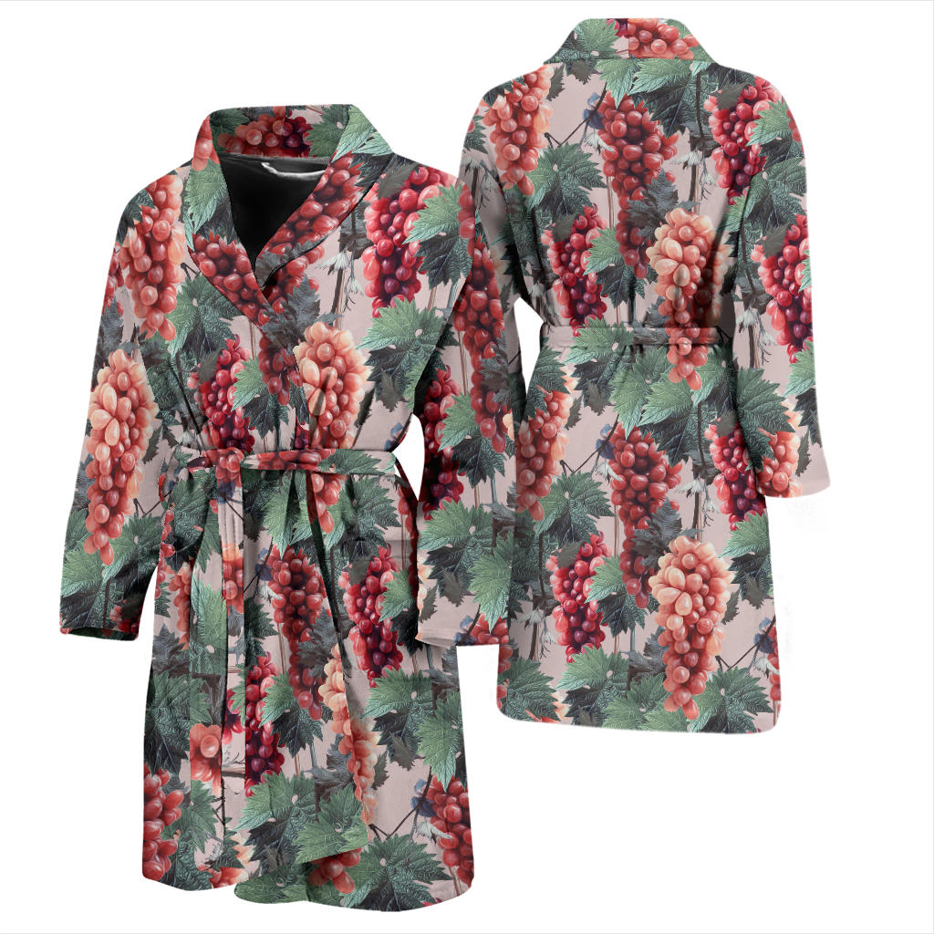 Grape Pattern Print Design GP01 Men Bathrobe
