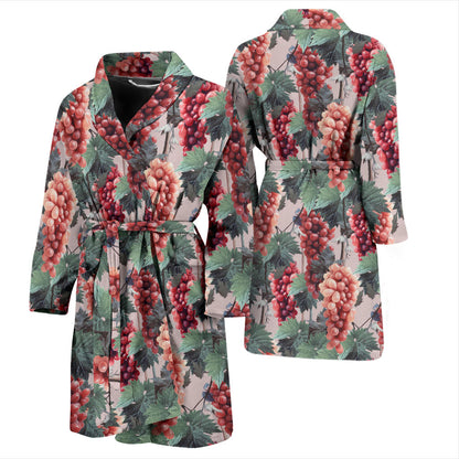 Grape Pattern Print Design GP01 Men Bathrobe
