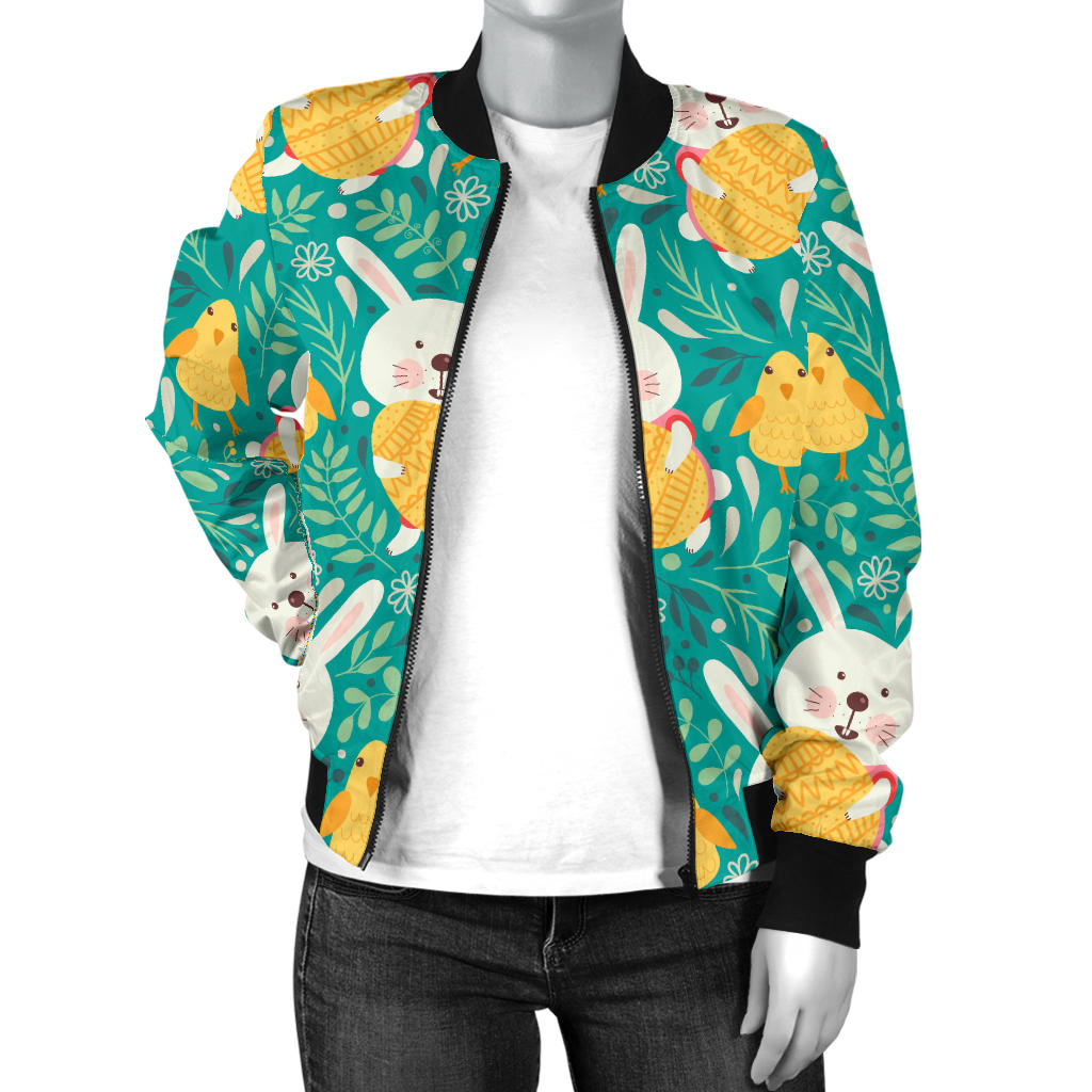 Easter Eggs Pattern Print Design RB02 Women Bomber Jacket