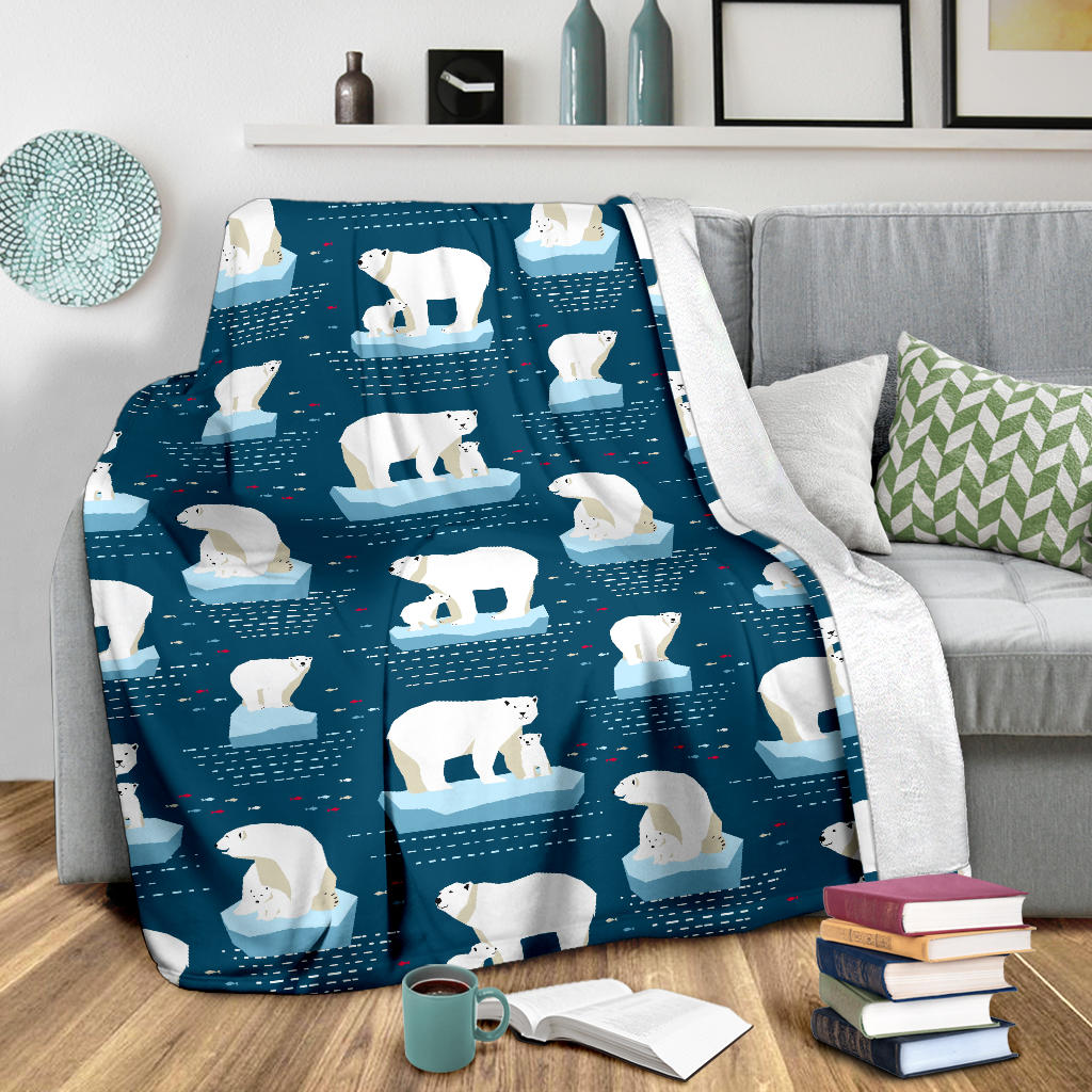 Polar Bear Pattern Print Design PB02 Fleece Blanket