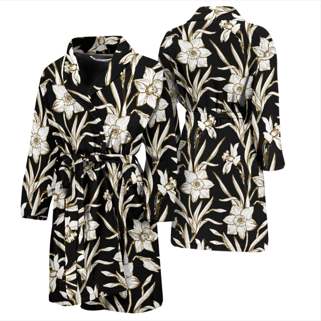 Daffodils Pattern Print Design DF06 Men Bathrobe