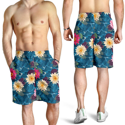 Water Lily Pattern Print Design WL05 Mens Shorts