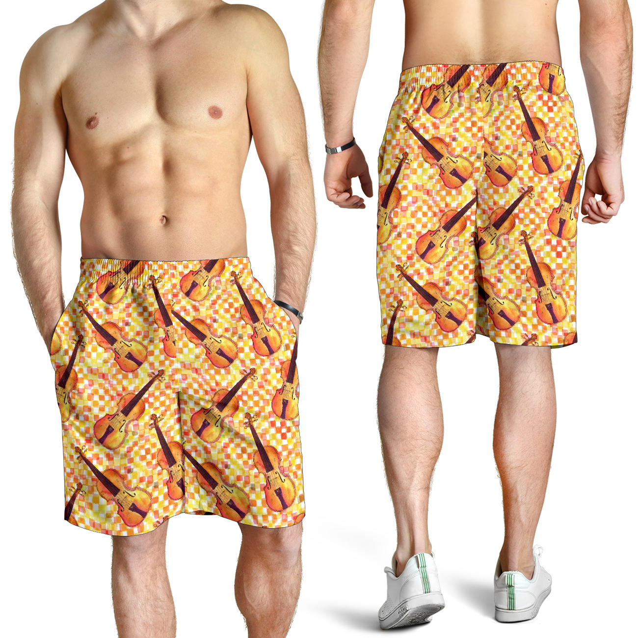 Violin Pattern Print Design 03 Mens Shorts