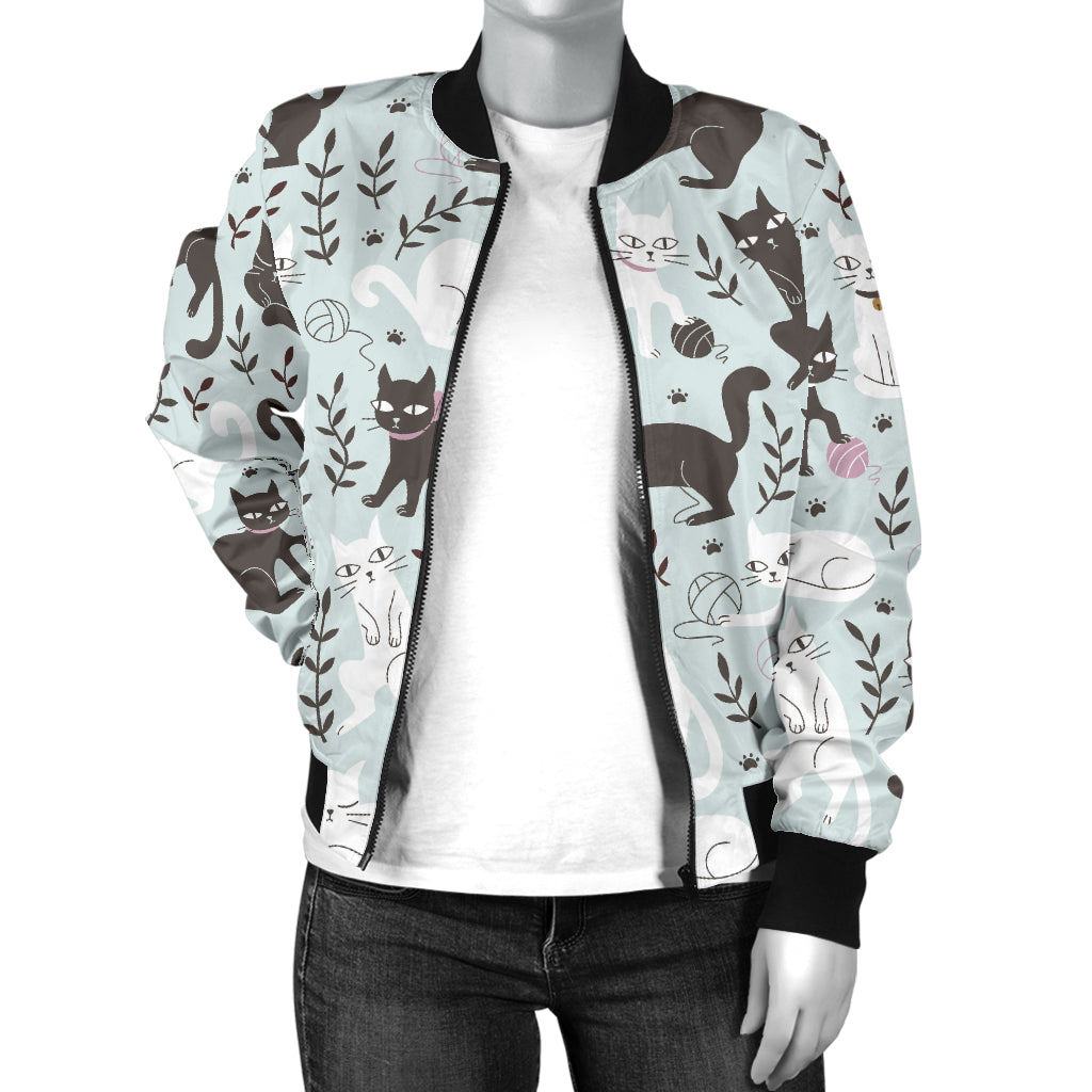 Cat Pattern Print Design 08 Women's Bomber Jacket