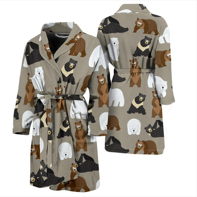 Bear Pattern Print Design BE03 Men Bathrobe