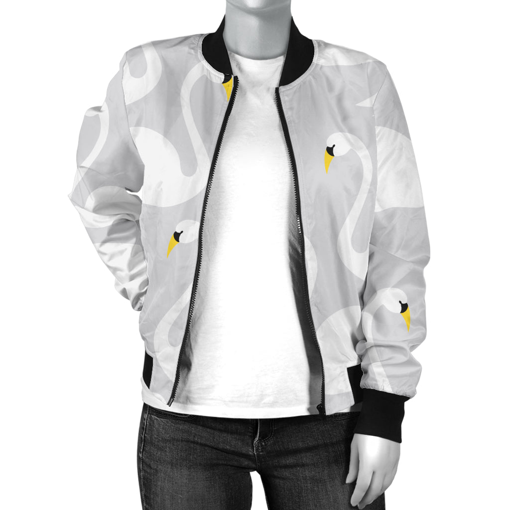 Swan Pattern Print Design 02 Women's Bomber Jacket