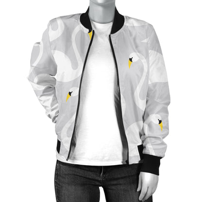 Swan Pattern Print Design 02 Women's Bomber Jacket