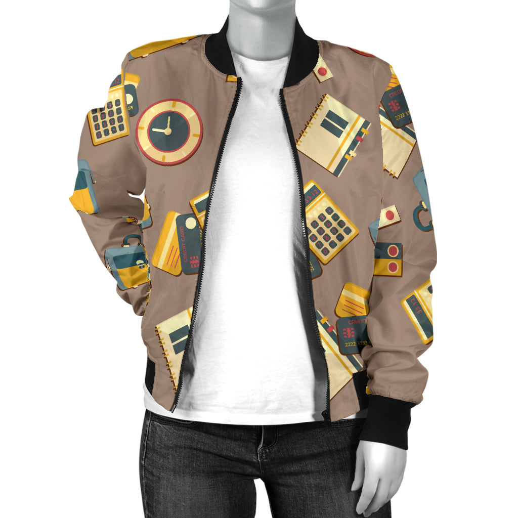 Accounting Financial Pattern Print Design 03 Women's Bomber Jacket