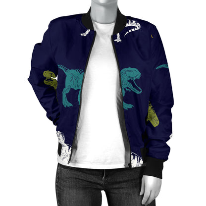 T Rex Pattern Print Design A07 Women's Bomber Jacket