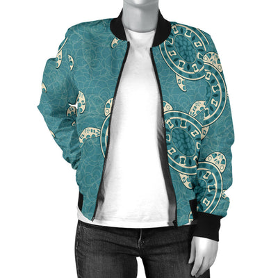 Sea Turtle Pattern Print Design T02 Women Bomber Jacket