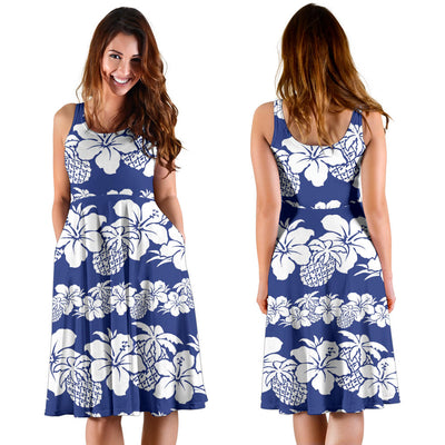 Hawaiian Themed Pattern Print Design H07 Midi Dress