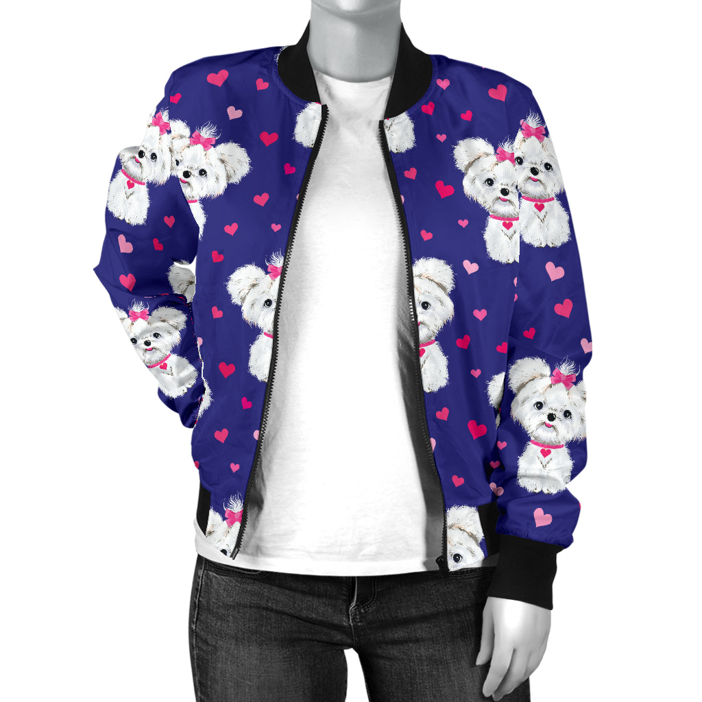 Maltese Pattern Print Design 02/womenbomber.jpg Women's Bomber Jacket