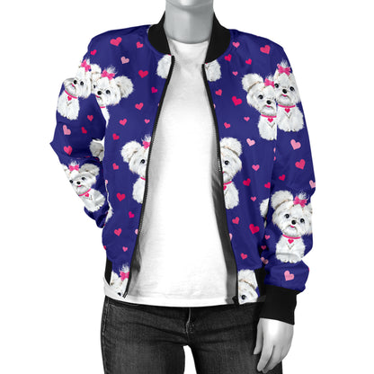 Maltese Pattern Print Design 02/womenbomber.jpg Women's Bomber Jacket