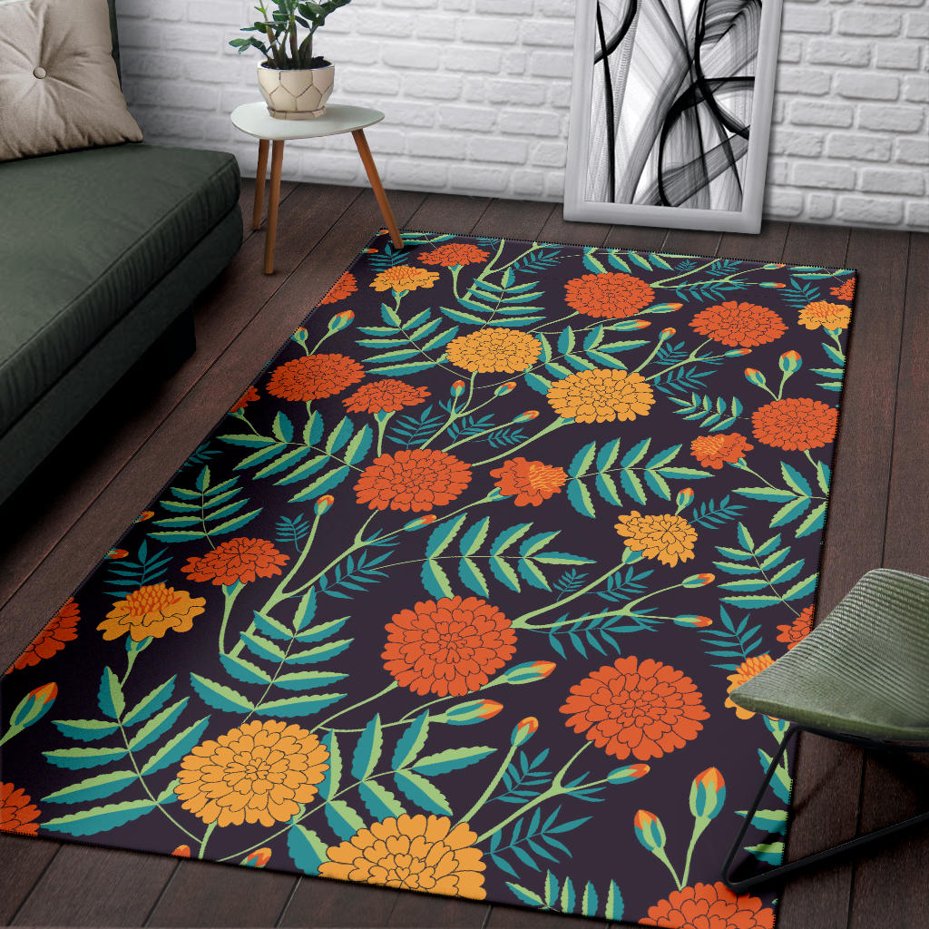 Marigold Pattern Print Design MR01 Area Rugs