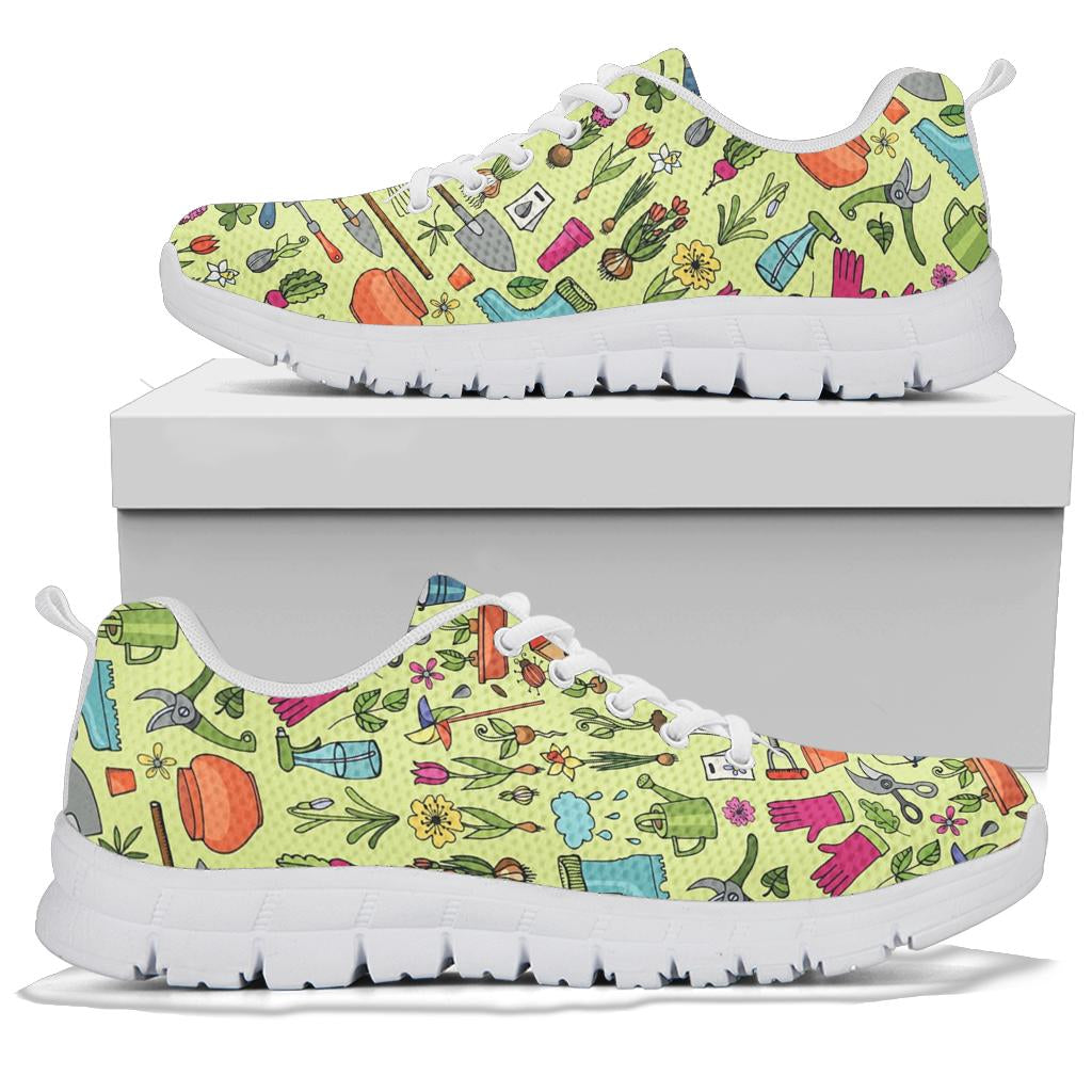 Gardening Pattern Print Design G02 Sneakers White Bottom Shoes