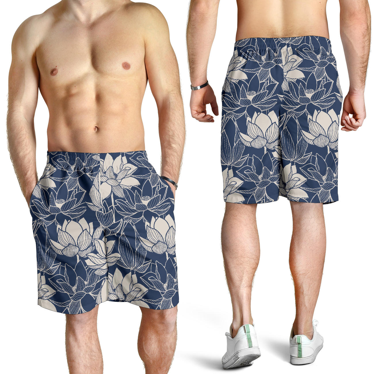 Water Lily Pattern Print Design WL04 Mens Shorts