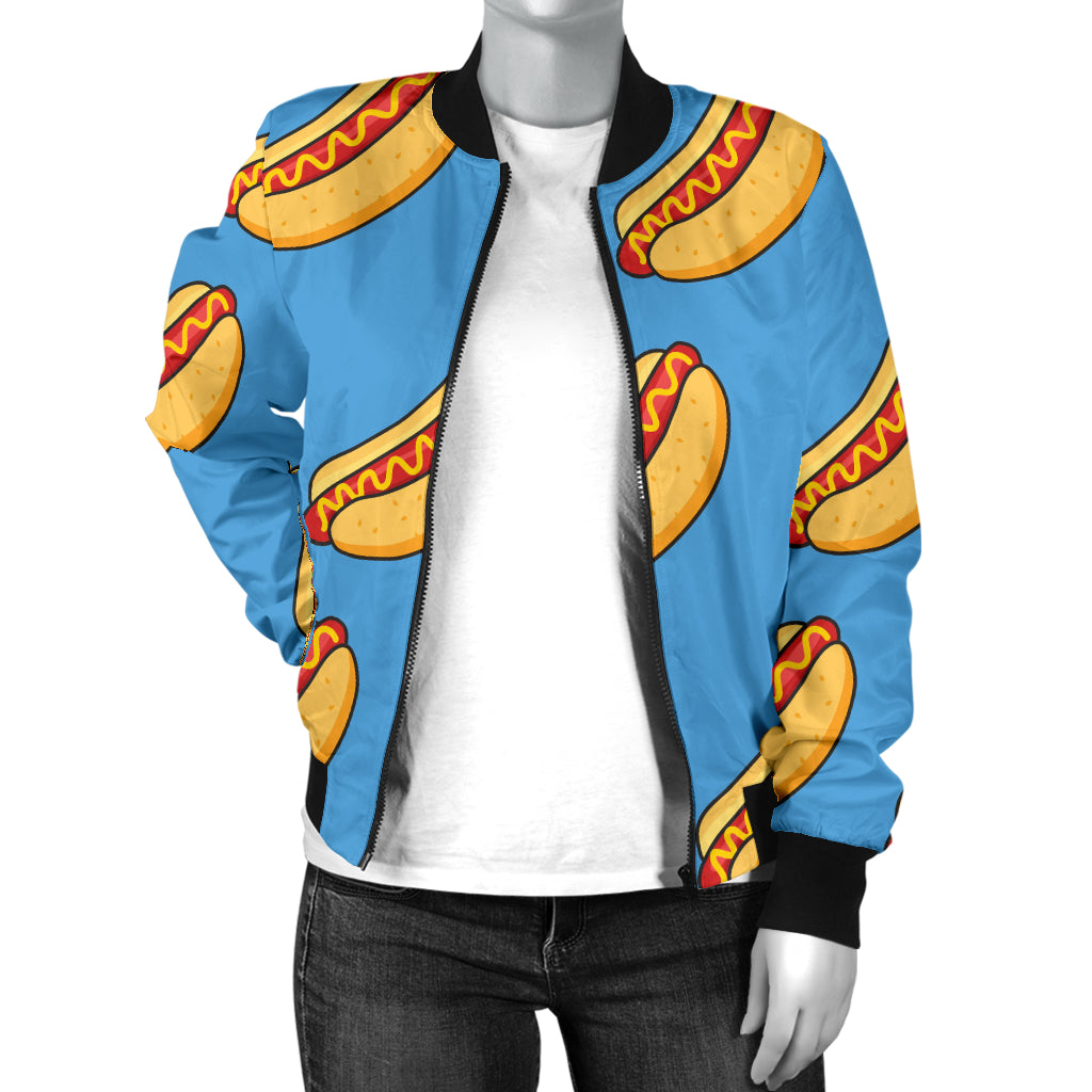 Hot Dog Pattern Print Design 02 Women's Bomber Jacket