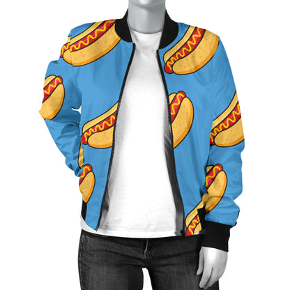 Hot Dog Pattern Print Design 02 Women's Bomber Jacket