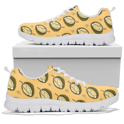 Durian Pattern Print Design DR02 Sneakers White Bottom Shoes