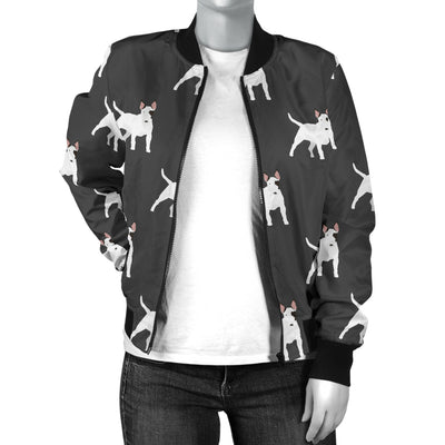 Bull Terriers Pattern Print Design 02 Women's Bomber Jacket