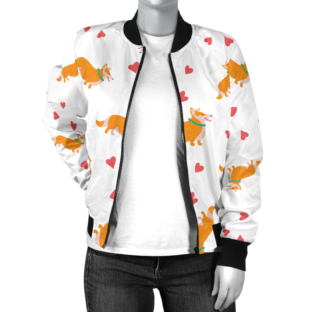 Cardigan Welsh Corgis Pattern Print Design 04 Women's Bomber Jacket
