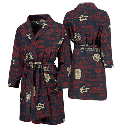 Hawaiian Themed Pattern Print Design H017 Men Bathrobe