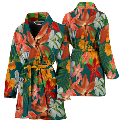 Amaryllis Pattern Print Design AL06 Women Bathrobe