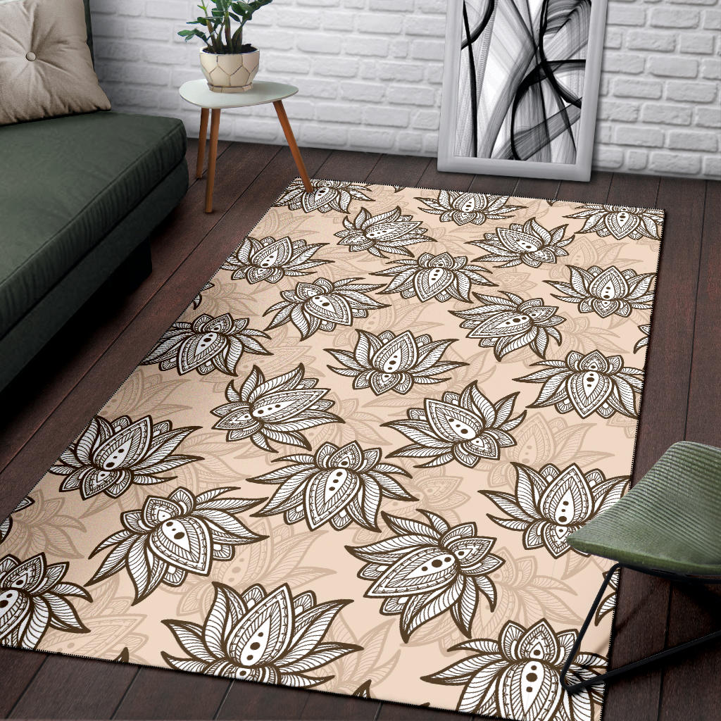 Lotus Boho Pattern Print Design LO05 Area Rugs