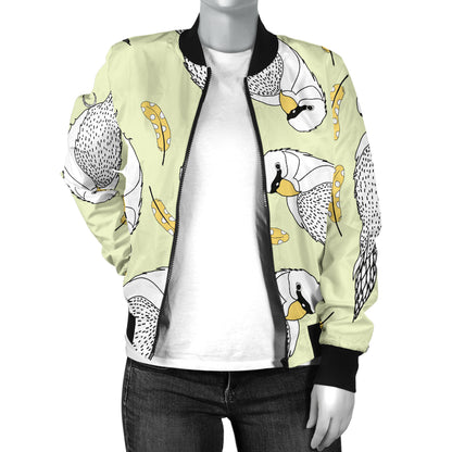 Parakeet Pattern Print Design A03 Women's Bomber Jacket