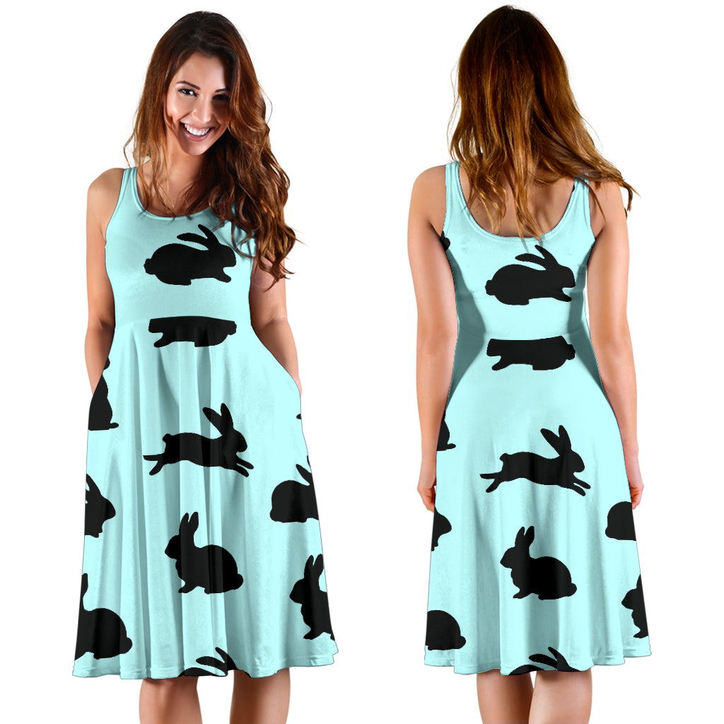 Rabbit Pattern Print Design RB010 Midi Dress