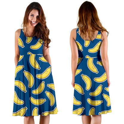 Banana Pattern Print Design BA03 Midi Dress