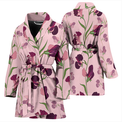 Peony Pattern Print Design PE09 Women Bathrobe