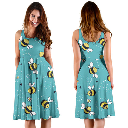 Bee Pattern Print Design BEE02 Midi Dress