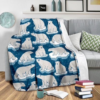 Polar Bear Pattern Print Design PB03 Fleece Blanket