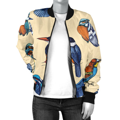 Kingfisher Bird Pattern Print Design 04 Women's Bomber Jacket